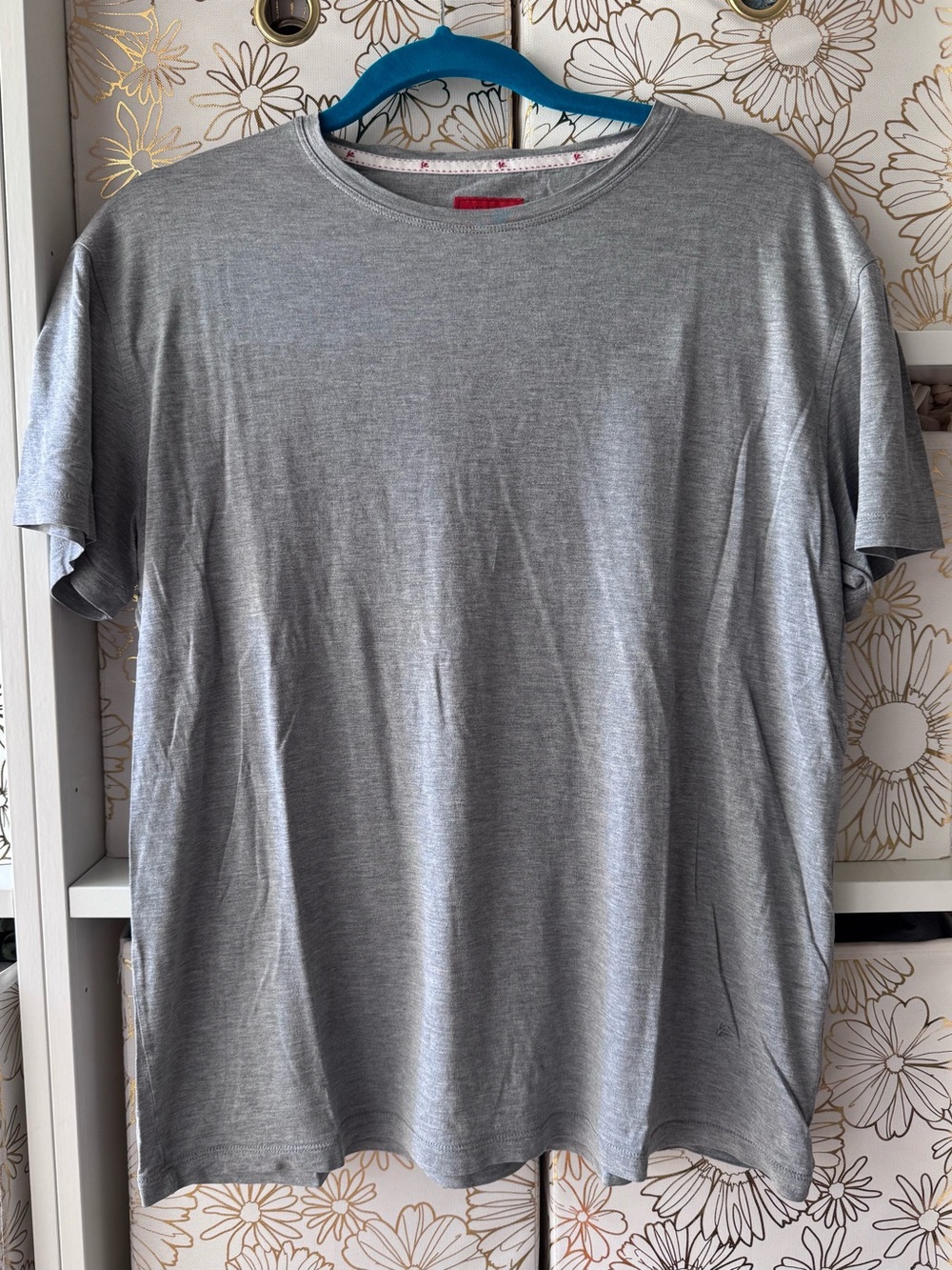 Isaia Napoli “Sciammeria” 100% Silk Jersey T-Shirt Grey Slim Fit